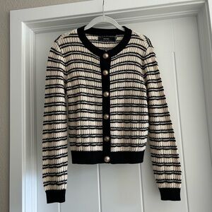 Vero Moda Black and Cream Button-Up Cardigan